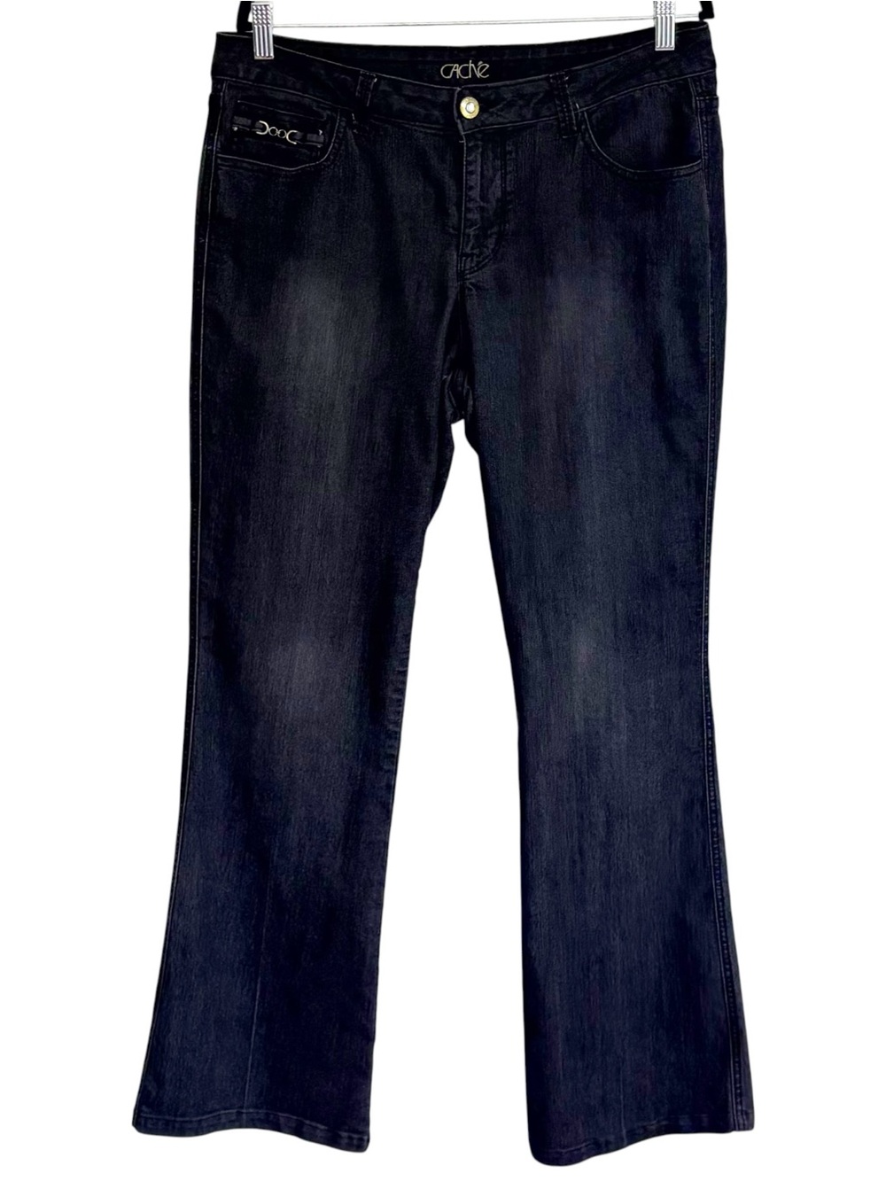 CACHÉ Vintage Y2K Black Wash Bootcut Flare Jeans Mid Rise Stretch Size 12